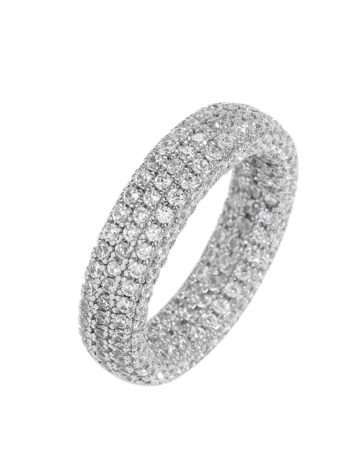 White 925 Sterling Silver Cubic Zirconia White Minimalist Band Ring