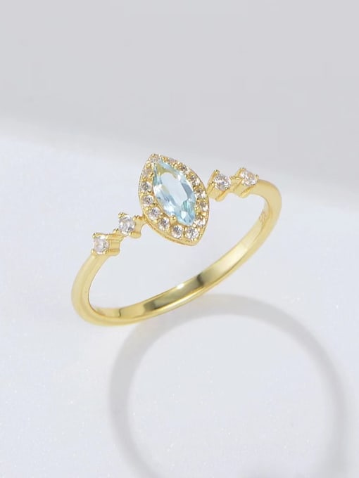 Yellow 925 Sterling Silver Cubic Zirconia Blue Minimalist Band Ring
