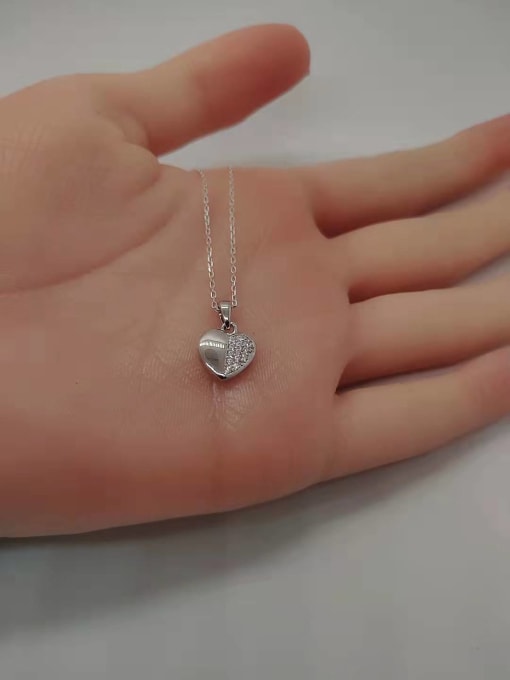 White 925 Sterling Silver Cubic Zirconia White Heart Minimalist Lariat Necklace