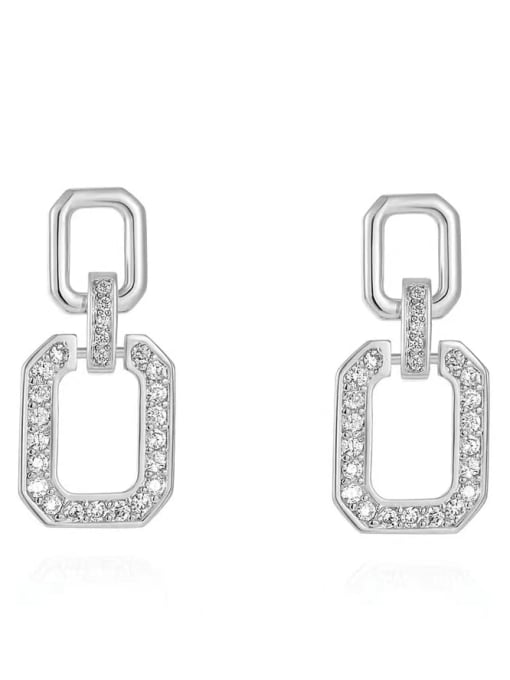  White 925 Sterling Silver Cubic Zirconia White Minimalist Stud Earring