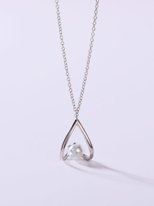 White 925 Sterling Silver Imitation Pearl White Minimalist Lariat Necklace