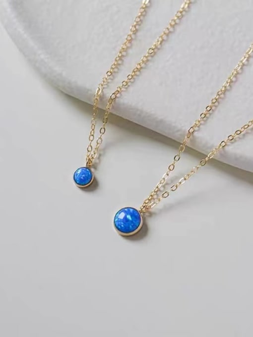OPAL 925 Sterling Silver Synthetic Opal Blue Minimalist Link Necklace 0