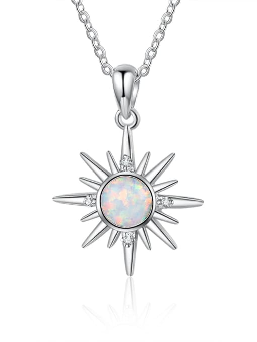 OPAL 925 Sterling Silver Synthetic Opal White Minimalist Lariat Necklace