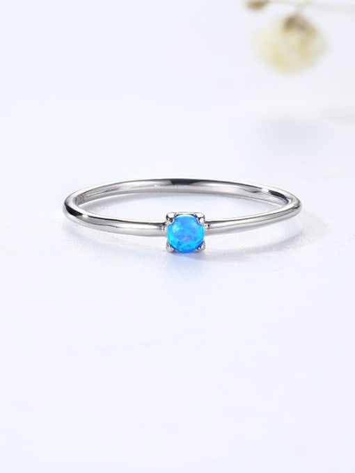 OPAL 925 Sterling Silver Synthetic Opal Multi Color Minimalist Band Ring 2