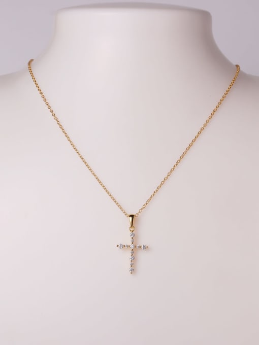 YUEFAN 925 Sterling Silver Cubic Zirconia White Cross Minimalist Lariat Necklace 4