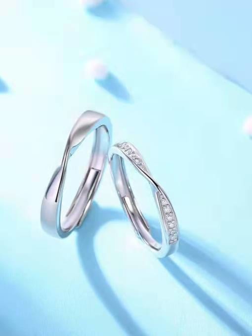 White 925 Sterling Silver Moissanite White Minimalist Couple Ring