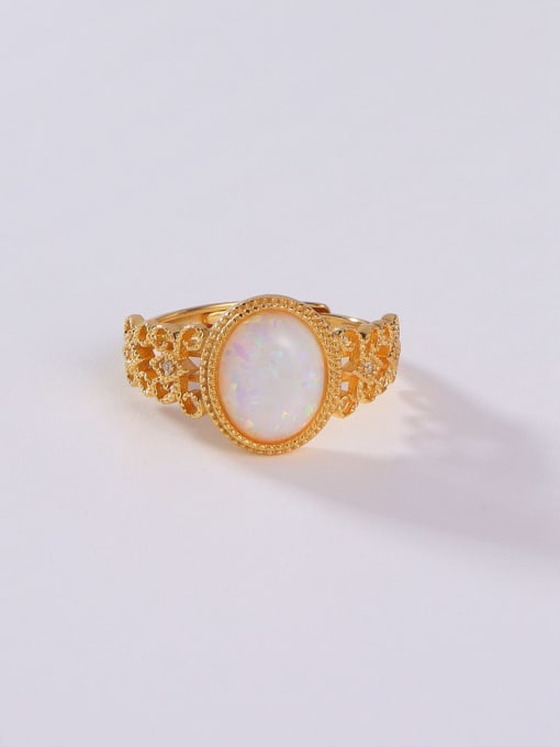YUEFAN 925 Sterling Silver Synthetic Opal White Minimalist Band Ring 1