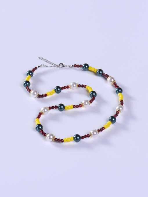 BYG Beads Stainless steel Crystal Multi Color Minimalist Beaded Necklace