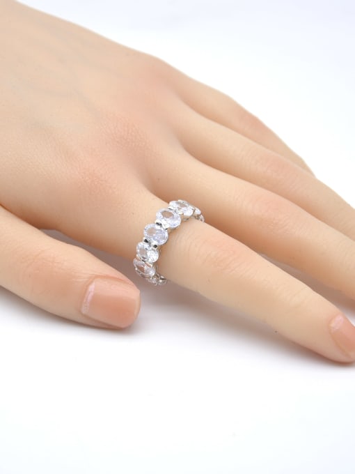 YUEFAN 925 Sterling Silver Cubic Zirconia White Band Ring 3
