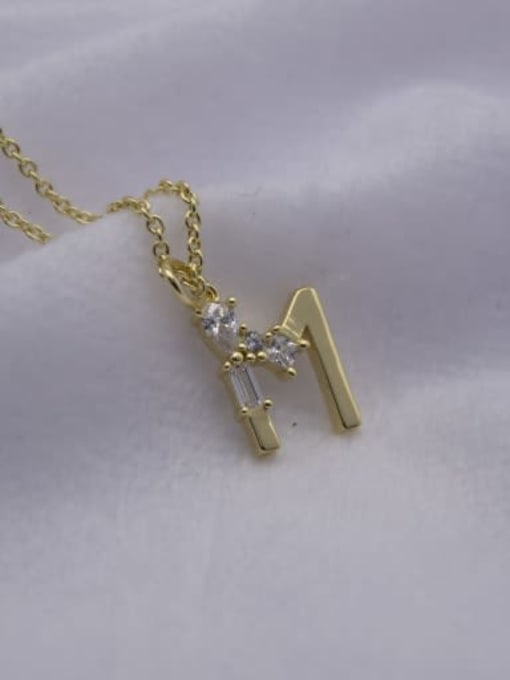 YellowM 925 Sterling Silver Cubic Zirconia White Letter Minimalist Initials Necklace