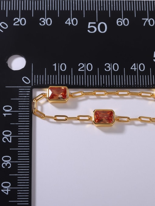 JJ 925 Sterling Silver Cubic Zirconia Orange Minimalist Link Necklace 3