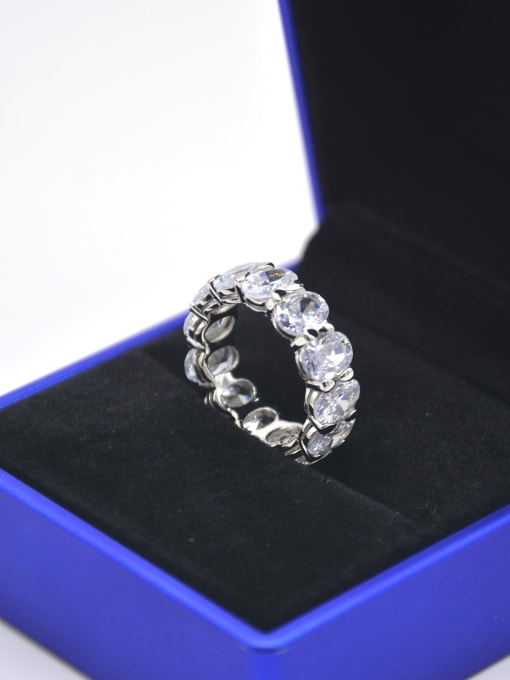 YUEFAN 925 Sterling Silver Cubic Zirconia White Band Ring 2