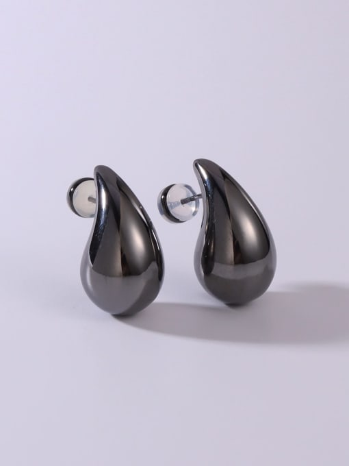Black15*26 Brass Water Drop Minimalist Stud Earring