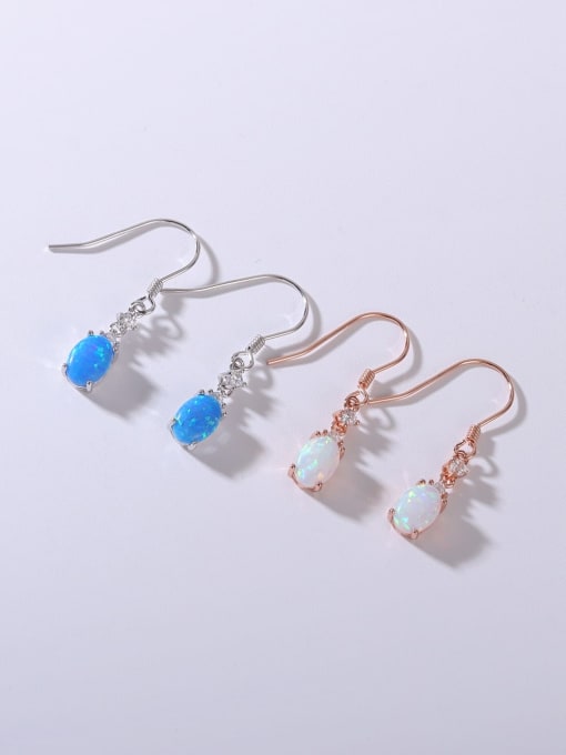 OPAL 925 Sterling Silver Synthetic Opal Multi Color Minimalist Hook Earring
