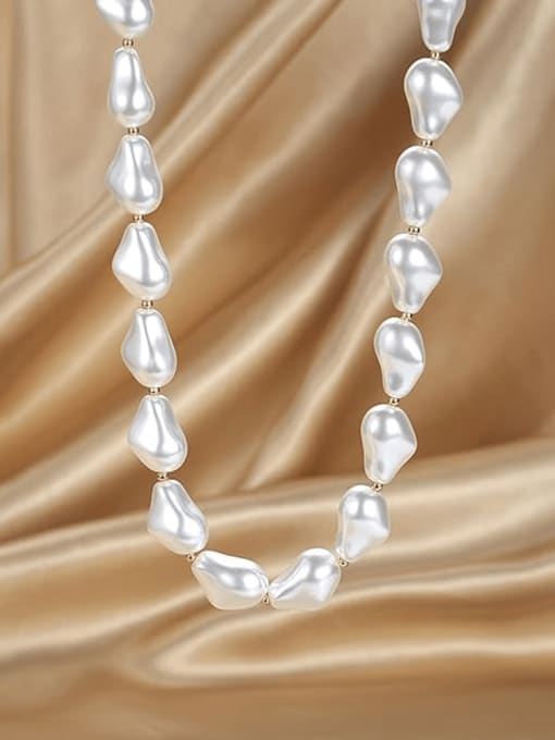 BYG Beads Brass Freshwater Pearl Irregular Minimalist Cuban Necklace 2