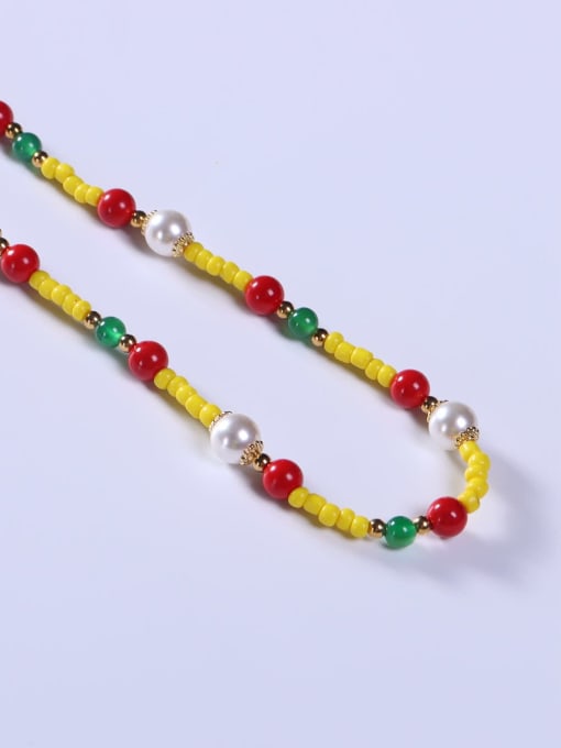 BYG Beads Stainless steel Crystal Multi Color Stone Minimalist Beaded Necklace 1