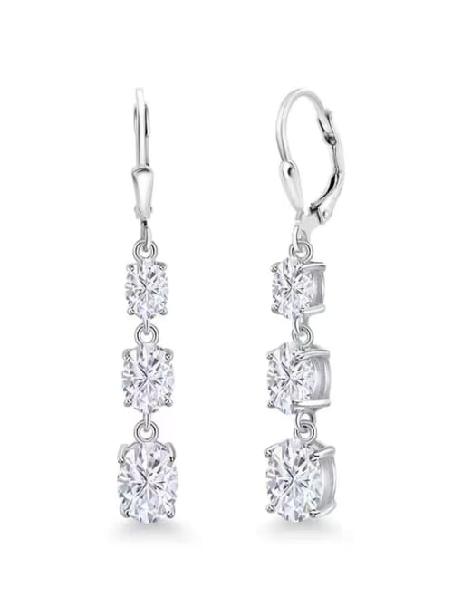 White 1.2ct+1.2ct 925 Sterling Silver Moissanite White Minimalist Drop Earring