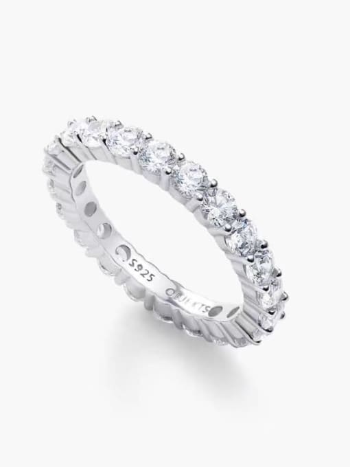 YUEFAN 925 Sterling Silver Cubic Zirconia White Minimalist Band Ring 3
