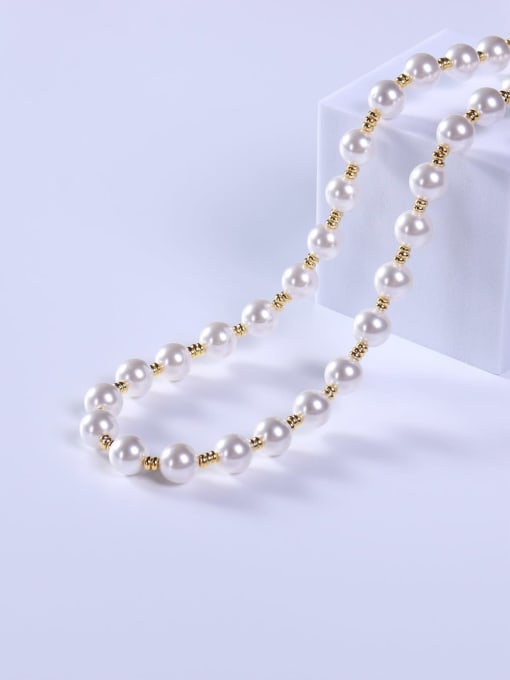 BYG Beads Stainless steel Freshwater Pearl White Minimalist Beaded Necklace 2