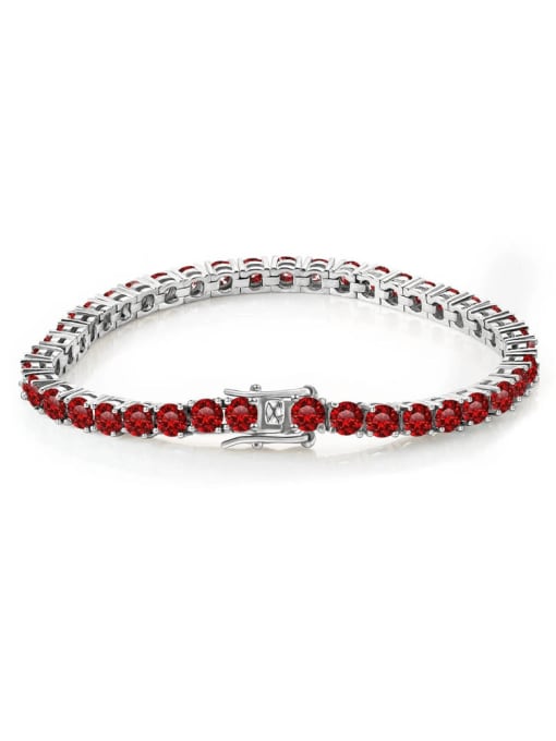 YUEFAN 925 Sterling Silver Cubic Zirconia Red Minimalist Tennis Bracelet 0