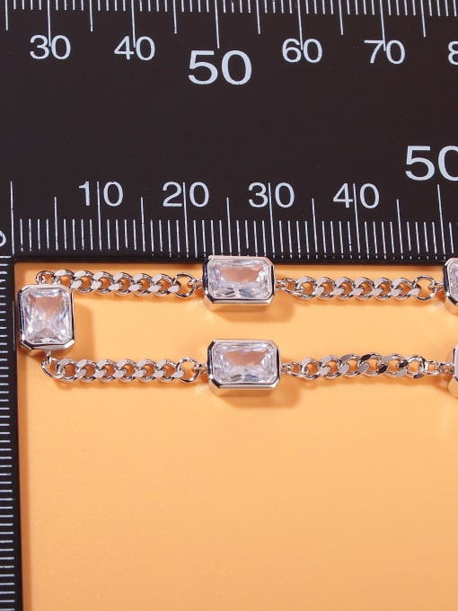 YUEFAN 925 Sterling Silver Cubic Zirconia White Minimalist Adjustable Bracelet 2