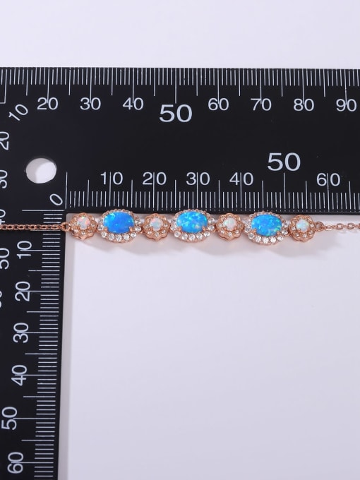 OPAL 925 Sterling Silver Synthetic Opal Multi Color Minimalist Adjustable Bracelet 3