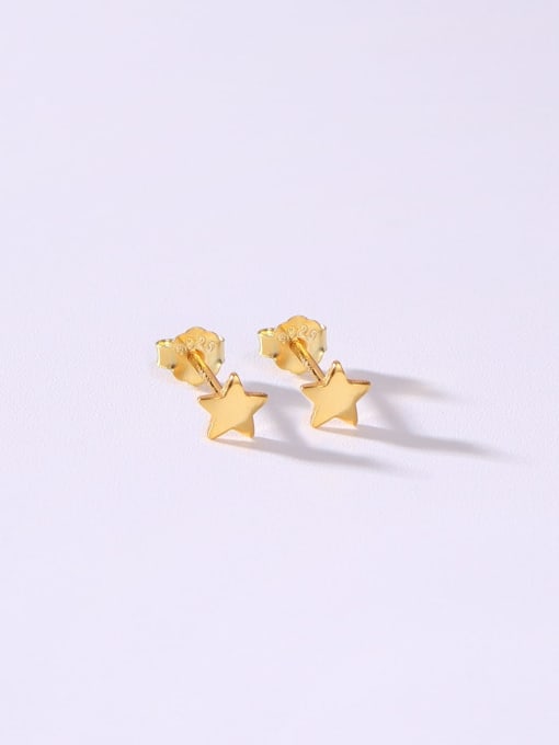 Yellow 925 Sterling Silver Minimalist Stud Earring