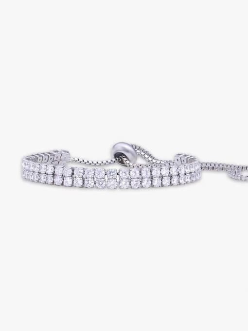 White 925 Sterling Silver Cubic Zirconia White Minimalist Adjustable Bracelet