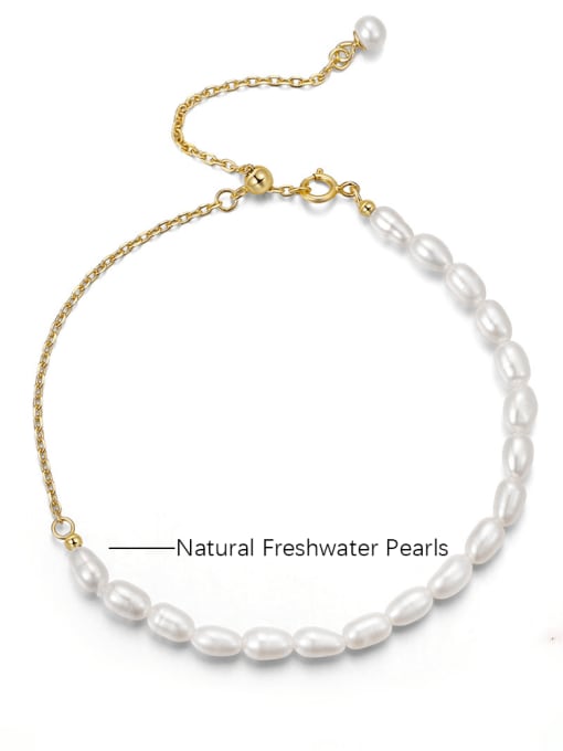 BYG Beads 925 Sterling Silver Freshwater Pearl White Tila Bead Oval Minimalist Handmade Beaded Bracelet 4