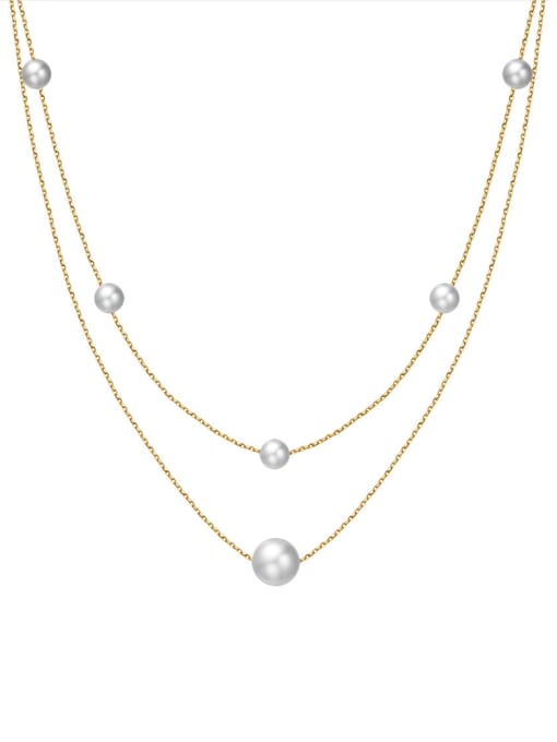 BYG Beads 925 Sterling Silver Freshwater Pearl White Tila Bead Round Minimalist Cuban Necklace 0