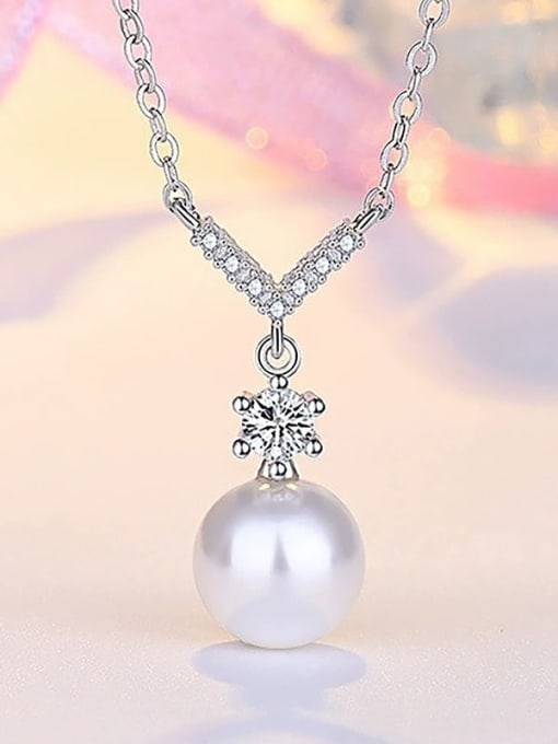 YUEFAN 925 Sterling Silver Freshwater Pearl White Minimalist Lariat Necklace 4