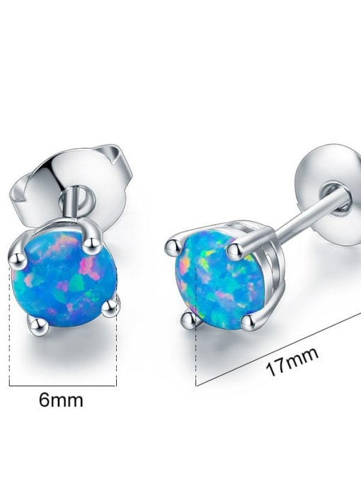 Blue 2mm 925 Sterling Silver Synthetic Opal Multi Color Minimalist Stud Earring