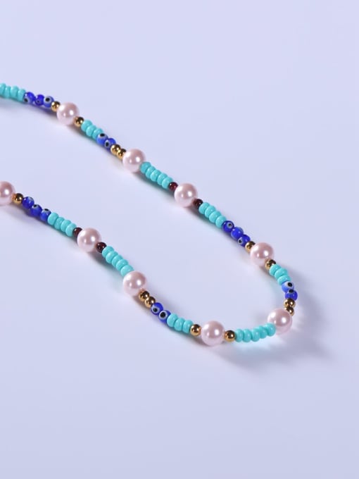 Multi Stainless steel Crystal Multi Color Minimalist Beaded Necklace