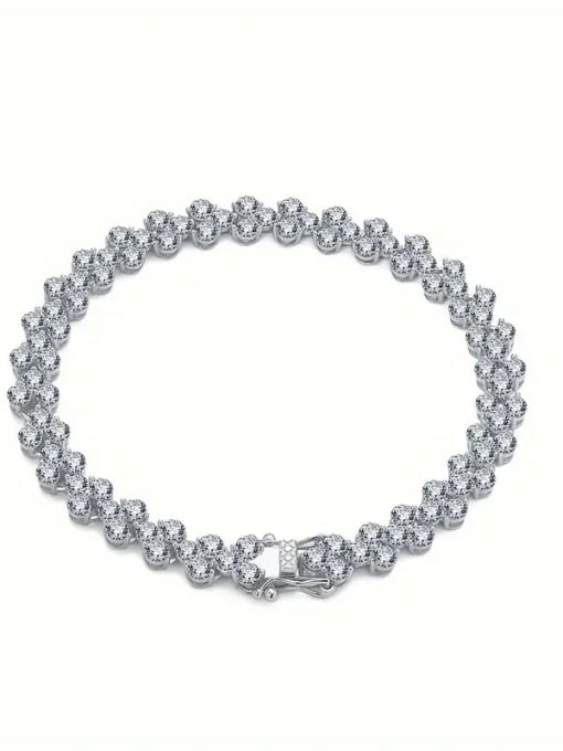 White 8.5inch 925 Sterling Silver Moissanite White Minimalist Link Bracelet