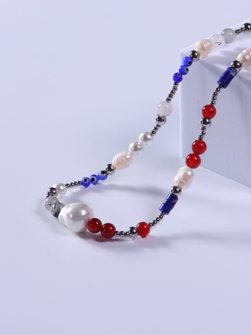 BYG Beads Stainless steel Crystal Multi Color Minimalist Beaded Necklace 2