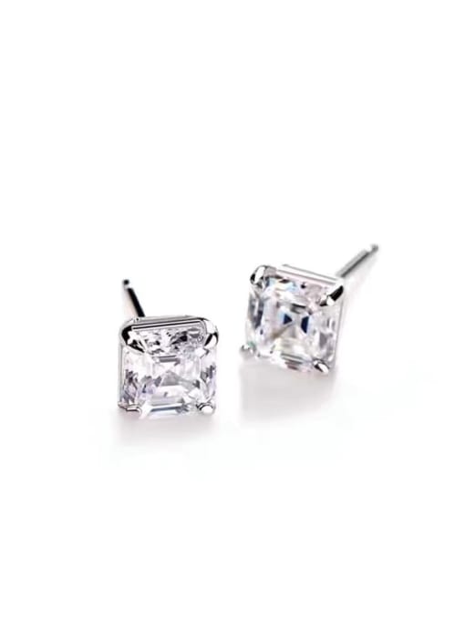 White 925 Sterling Silver High Carbon Diamond White Minimalist Stud Earring