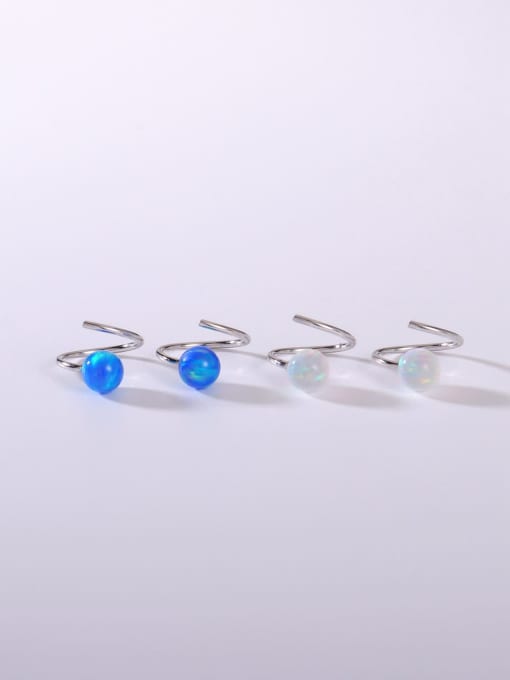 OPAL 925 Sterling Silver Synthetic Opal Multi Color Minimalist Hoop Earring 0