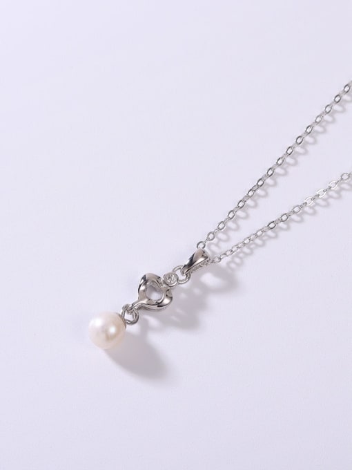 YUEFAN 925 Sterling Silver Freshwater Pearl White Minimalist Lariat Necklace 0