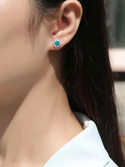 Jane Stone 925 Sterling Silver Moissanite Blue Minimalist Stud Earring 2