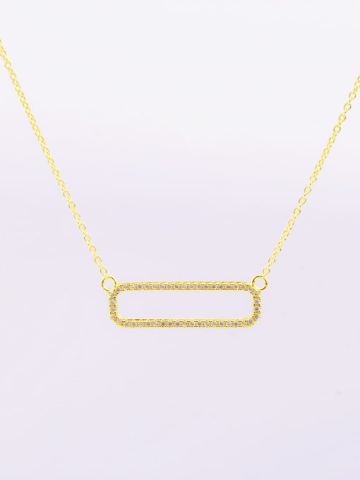 Yellow 925 Sterling Silver Cubic Zirconia White Minimalist Necklace