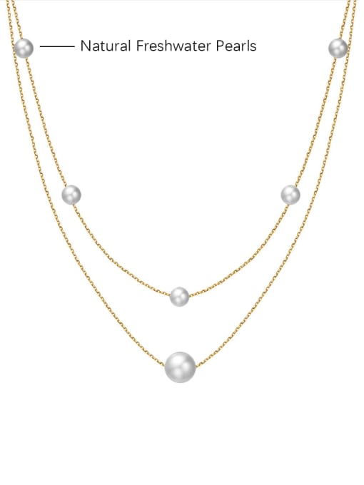 BYG Beads 925 Sterling Silver Freshwater Pearl White Tila Bead Round Minimalist Cuban Necklace 4