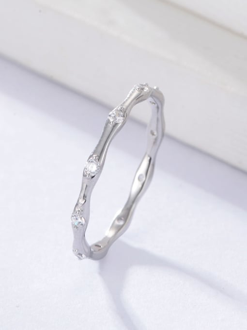 YUEFAN 925 Sterling Silver Cubic Zirconia White Minimalist Band Ring 3