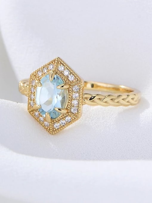 Yellow 925 Sterling Silver Cubic Zirconia Blue Minimalist Solitaire Ring