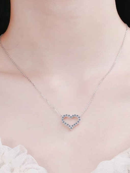 Jane Stone 925 Sterling Silver Moissanite White Heart Minimalist Lariat Necklace 3