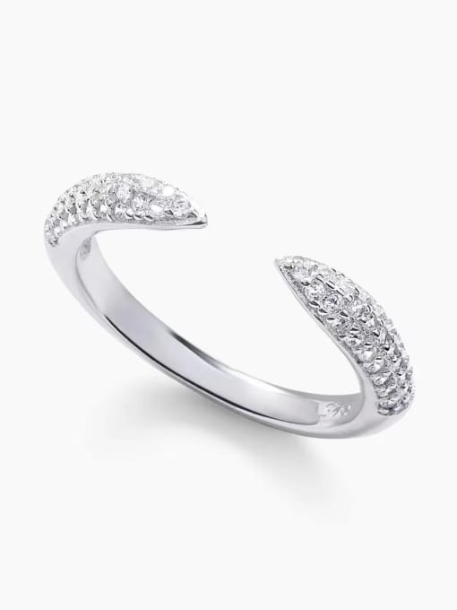 YUEFAN 925 Sterling Silver Cubic Zirconia White Minimalist Band Ring 1