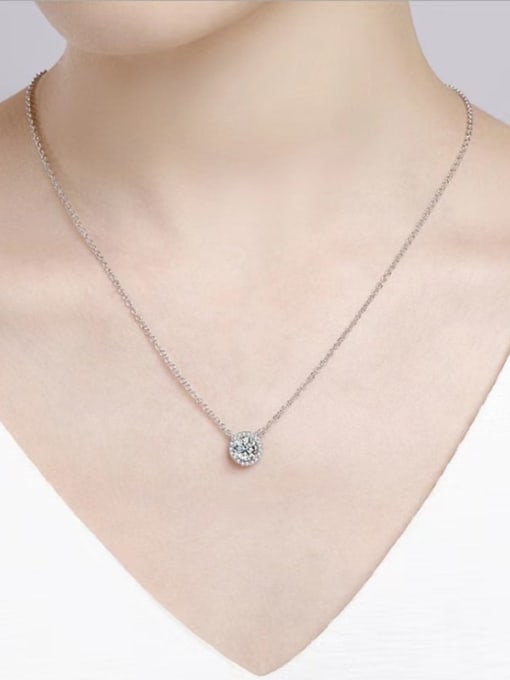 Jane Stone 925 Sterling Silver Moissanite White Minimalist Link Necklace 1
