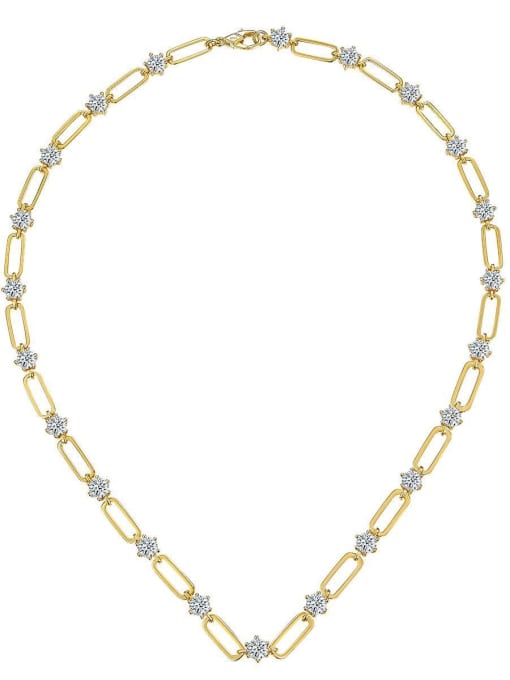 Yellow 45cm 925 Sterling Silver Moissanite White Minimalist Cuban Necklace