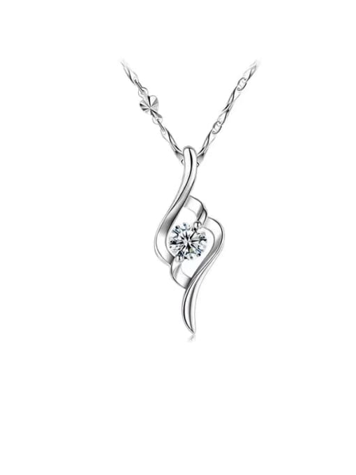 White 925 Sterling Silver Cubic Zirconia White Minimalist Lariat Necklace
