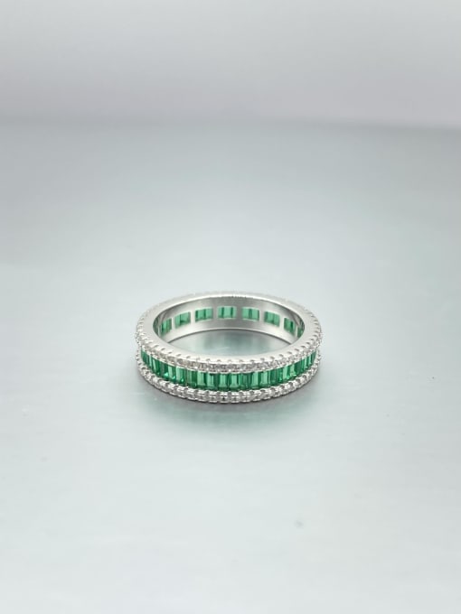 YUEFAN 925 Sterling Silver Cubic Zirconia Green Minimalist Multistone Ring 2