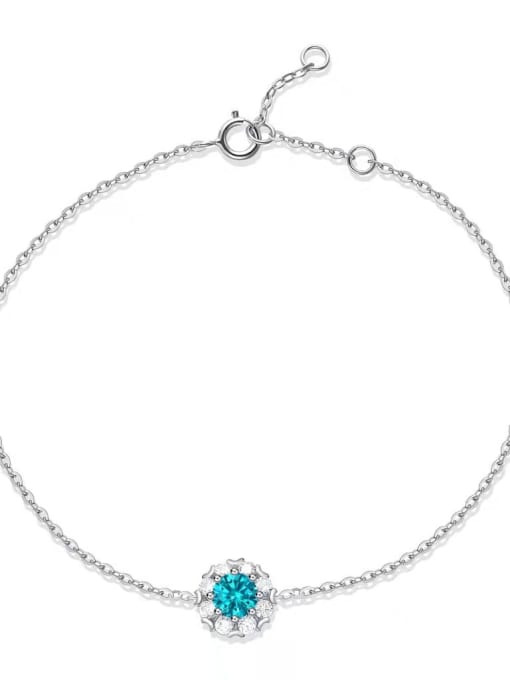 Jane Stone 925 Sterling Silver Moissanite Blue Dainty Adjustable Bracelet 1